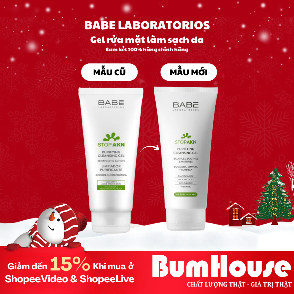 [CÓ SẴN] Sữa Rửa Mặt da dầu, da dầu mụn BABE Stop AKN Purifying Cleansing Gel 100ml