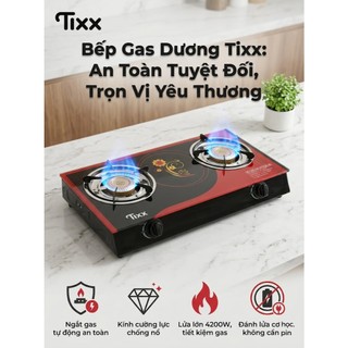 TIXX bếp gas 4200W công suất lớn mặt kính cường lực bếp gas đôi Bếp Gas Dương Kính