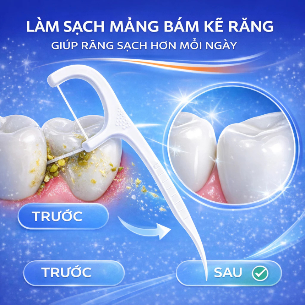 [Đơn 85k Nhận Quà] Combo 12 hộp tăm chỉ nha khoa cao cấp vệ sinh làm sạch kẽ răng nướu