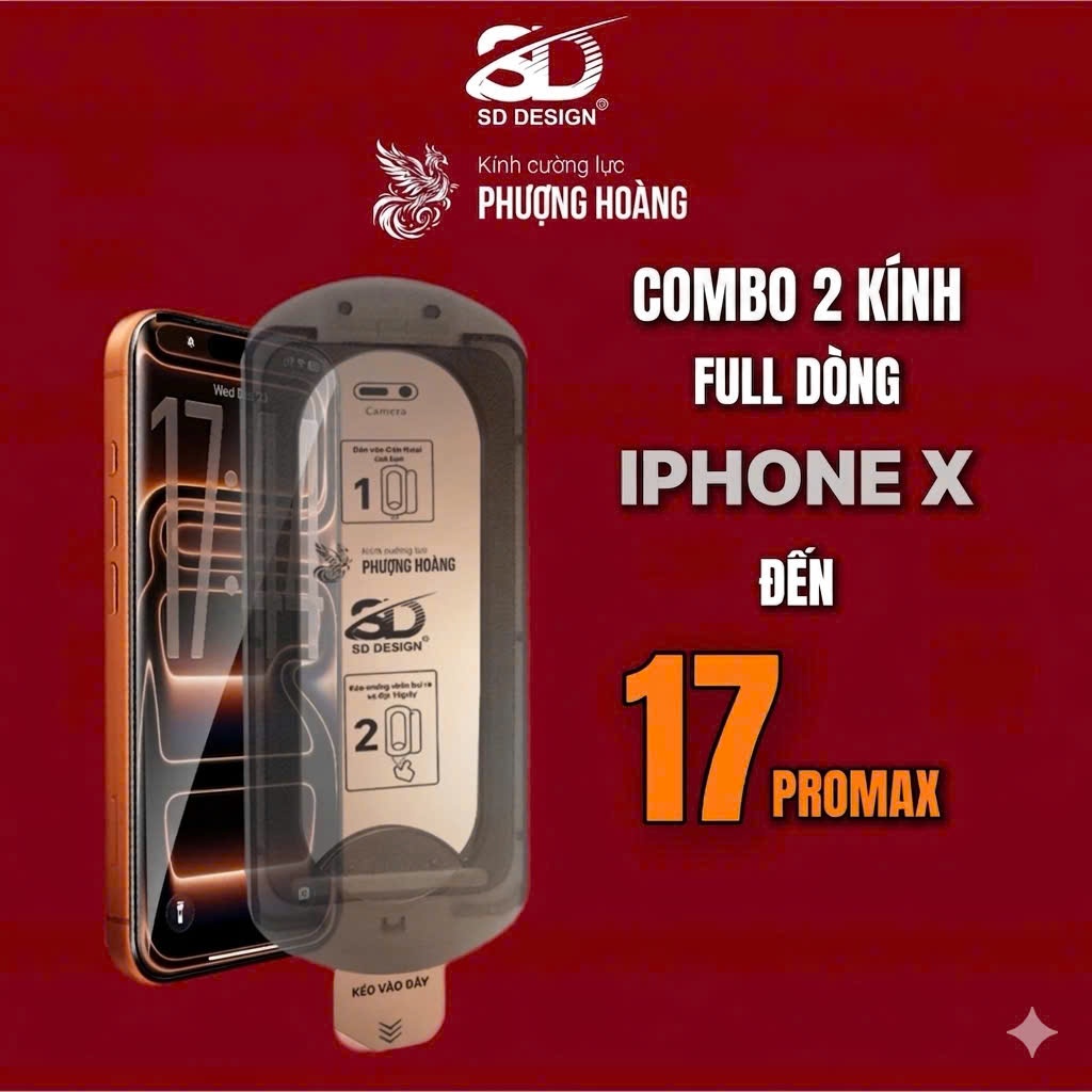(COMBO 2) Kính Cường Lực khung Tự Dán siêu trong suốt HD Phượng Hoàng SD DESIGN dành cho các máy iphone