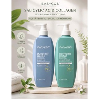 Dầu gội EASYCOS 800ml - bộ dầu gội xả Salicylic Acid Collagen cao cấp dưỡng ẩm phục hồi mái tóc