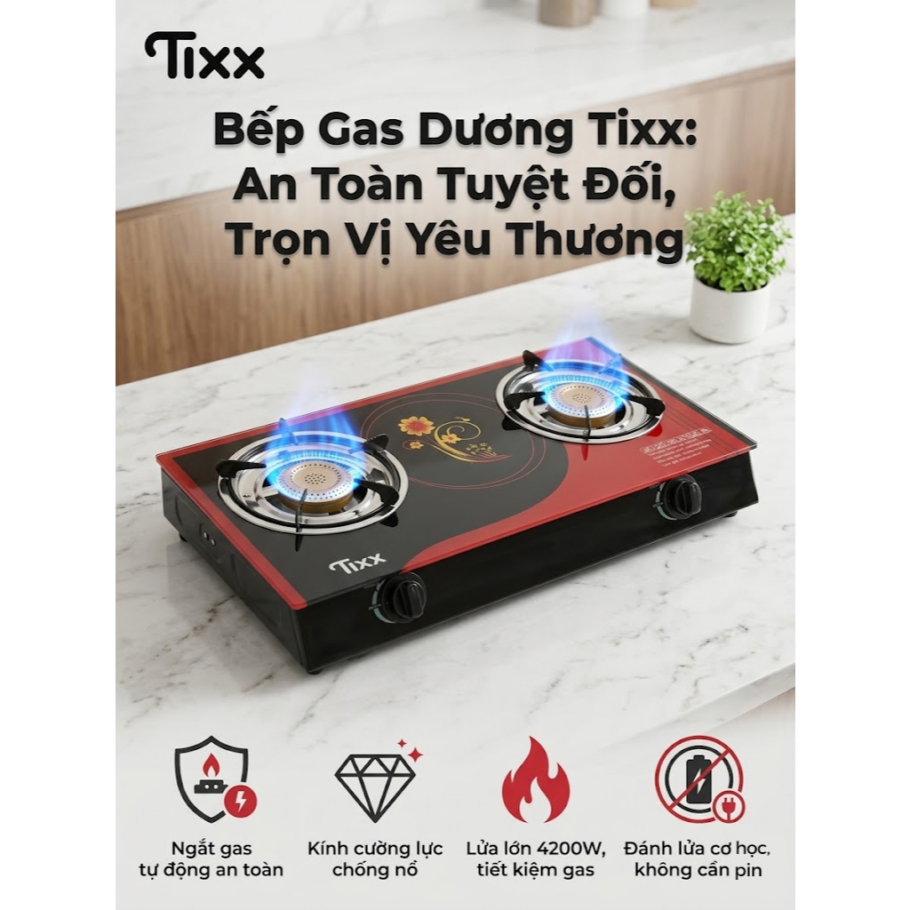 TIXX Bếp Gas Dương Kính bếp gas 4200W bếp gas đôi