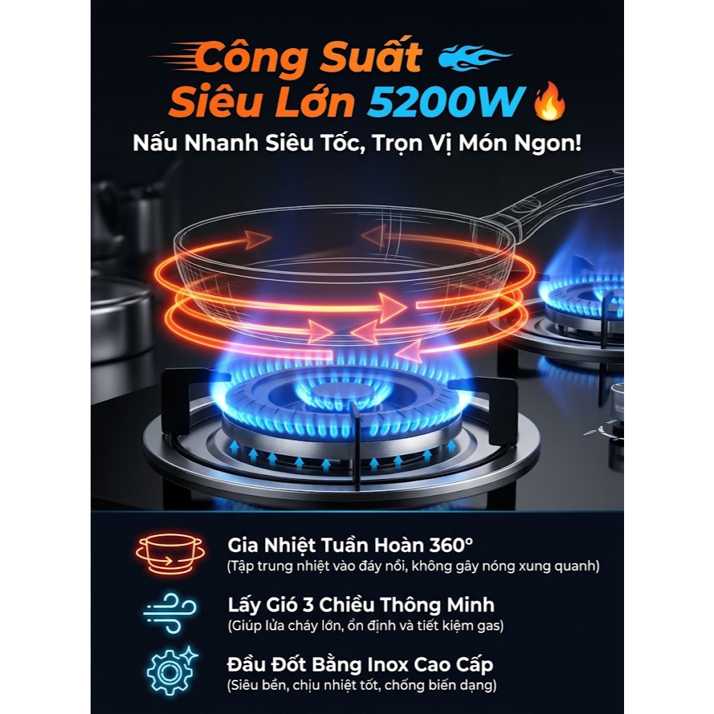 TIXX Bếp Gas Dương Kính 5200W Bếp ga âm bếp gas đôi