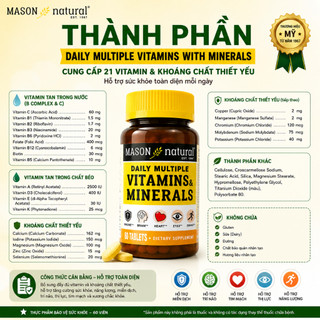 Viên vitamin tổng hợp Mason Natural Daily Multiple Vitamins With Minerals 60 viên