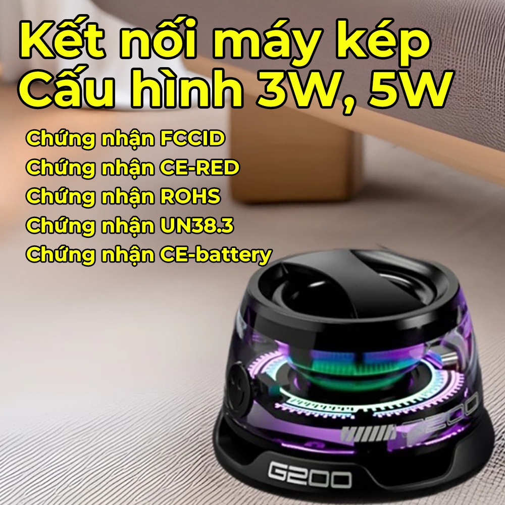 Loa Bluetooth từ tính, Loa G200 di động đa chức năng với đèn nhiều màu RGB Hiển thị hiệu ứng âm thanh vòm 3D , trò chơi