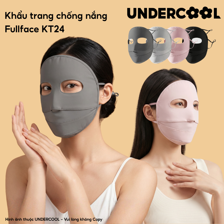 Khẩu trang chống nắng Fullface UNDERCOOL - Chống tia UV, Thiết kế 3D thoáng khí bảo vệ toàn diện LIVE KT24