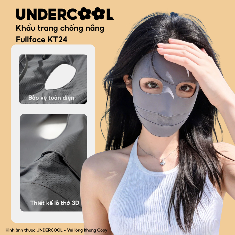 Khẩu trang chống nắng Fullface UNDERCOOL - Chống tia UV, Thiết kế 3D thoáng khí bảo vệ toàn diện LIVE KT24