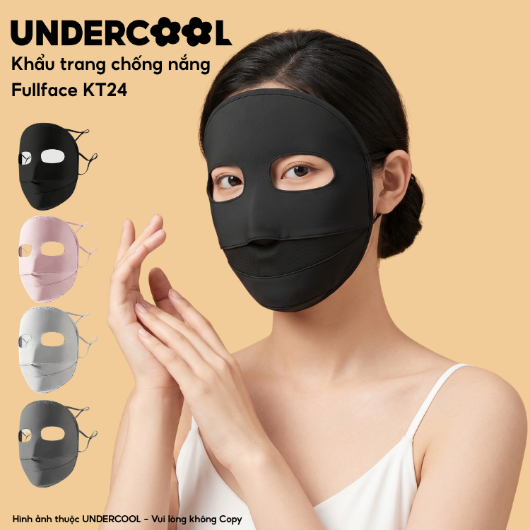 Khẩu trang chống nắng Fullface UNDERCOOL - Chống tia UV, Thiết kế 3D thoáng khí bảo vệ toàn diện LIVE KT24
