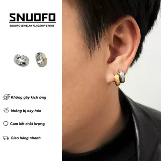 SNUOFO - Khuyên tai vòng tròn tối giản phong cách Hàn Quốc mặt mờ thép titan thời trang đường phố cao cấp