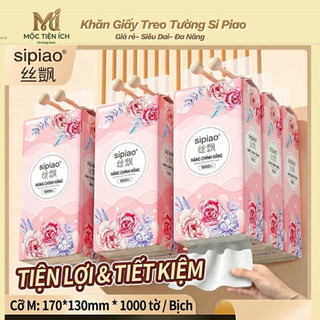 Thùng 10 Bịch Giấy Rút Treo Tường SIPIAO Hoa Hồng 4 Lớp Cao Cấp – Khăn Giấy Treo Đa Năng 1000 Tờ Mềm Mịn Không Bụi