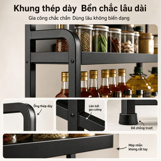 Giá đựng gia vị nhà bếp, Giá Úp Dao Thớt Chai Dầu Sơn Tĩnh Điện Chắc Chắn, Tiết Kiệm Không Gia