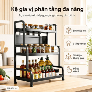 Giá đựng gia vị nhà bếp, Giá Úp Dao Thớt Chai Dầu Sơn Tĩnh Điện Chắc Chắn, Tiết Kiệm Không Gia