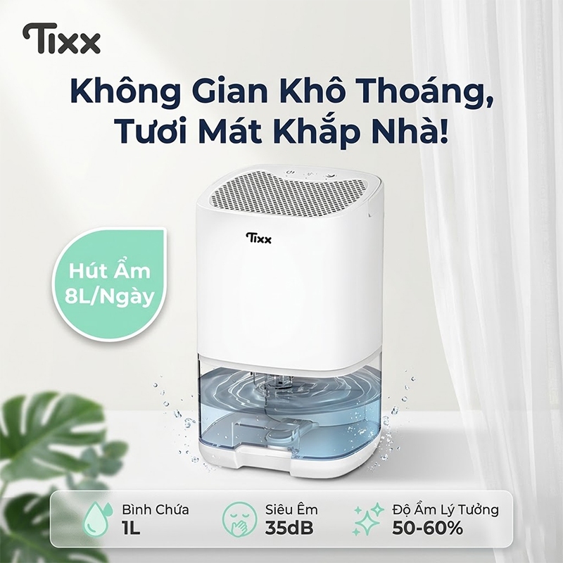 TIXX Quà tặng là 5 cái móc treo máy hút ẩm 1L dung tích 36W đèn LED 7 màu Mini máy hút ẩm