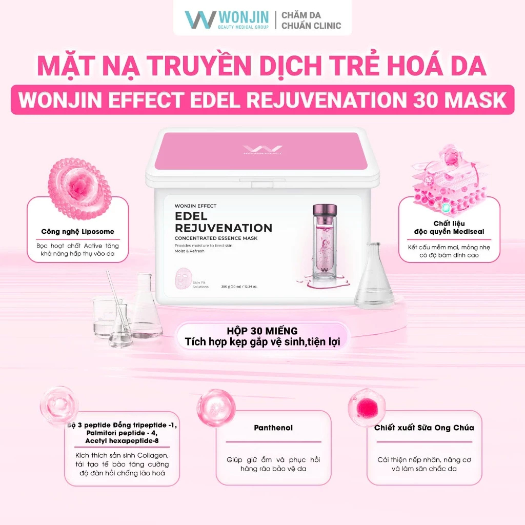 HÀNG CÔNG TY Hộp 30 Miếng Mặt Nạ Wonjin Effect Dưỡng Ẩm, Hỗ Trợ Phục Hồi Và Trẻ Hóa Làn Da - Ever Queen