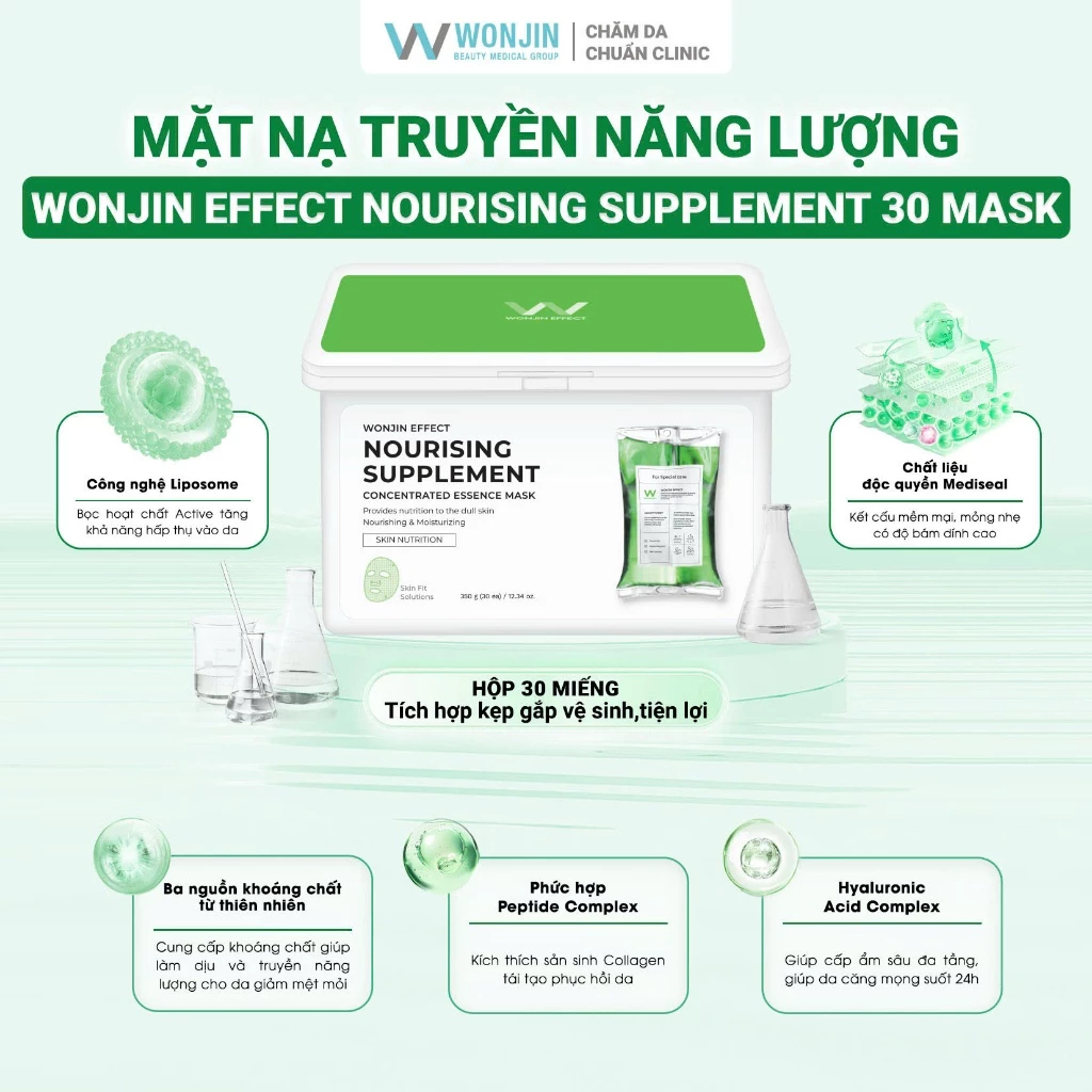 HÀNG CÔNG TY Hộp 30 Miếng Mặt Nạ Wonjin Effect Dưỡng Ẩm, Hỗ Trợ Phục Hồi Và Trẻ Hóa Làn Da - Ever Queen