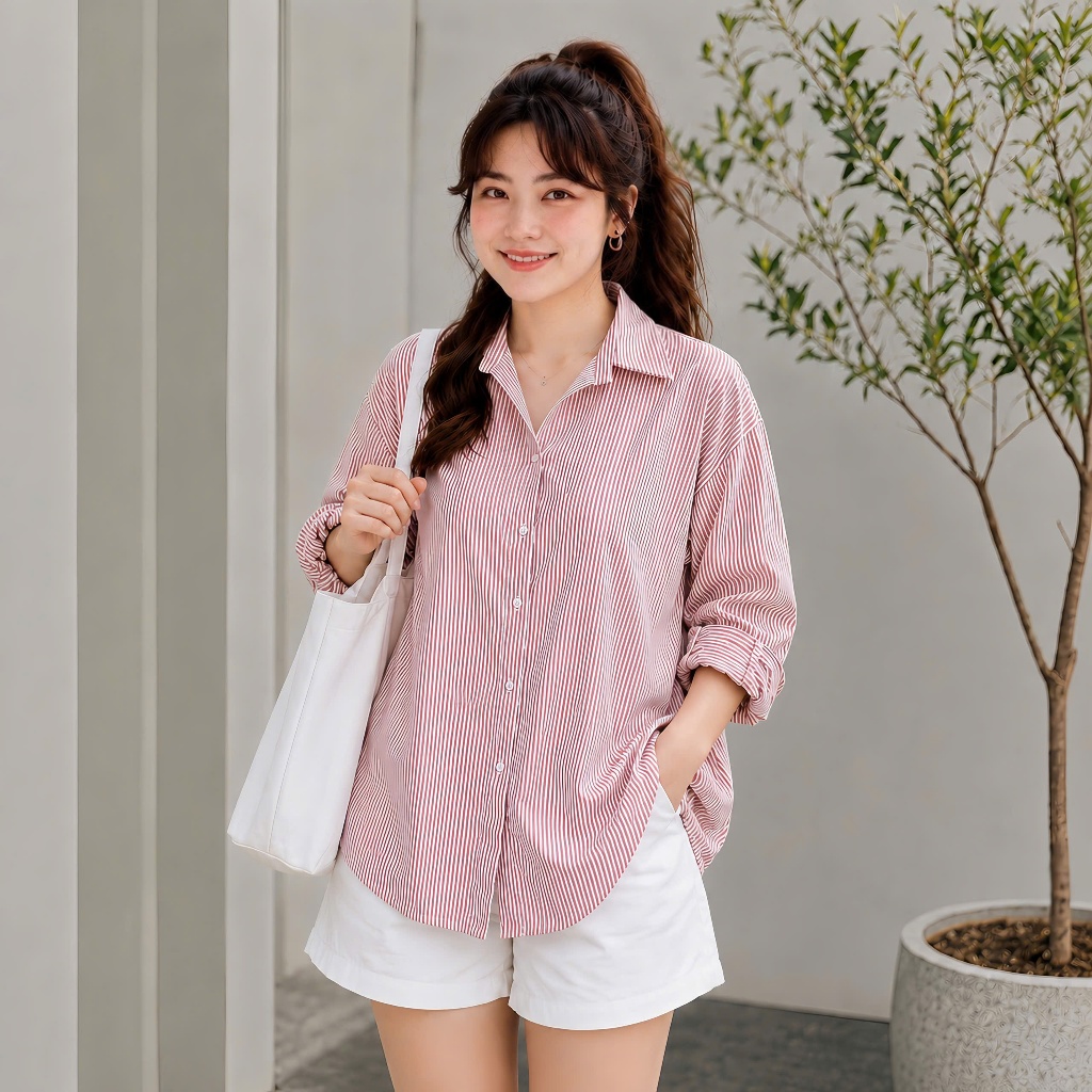 Áo Sơ Mi Tay Dài Kẻ Sọc Nhiều Màu Trendy Bigsize Nữ, Sơ Mi Công Sở Phom Rộng Vải Lụa Mặc Mát SM49