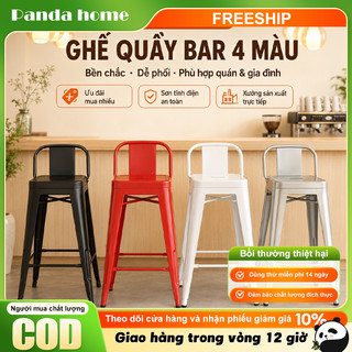 Ghế Quầy Bar Ghế Cao Quầy Kim Loại 4 Màu Sơn Tĩnh Điện, Có Tựa Lưng Cho Cafe Trà Sữa
