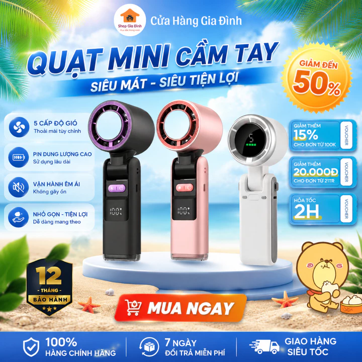 Quạt Cầm Tay Sò Lạnh K81 Pin 4000mAh – 199 Cấp Độ Gió Kèm Dây Đeo, Gió Mạnh, Cực Mát, Nhỏ Gọn Tích Hợp Đèn Pin Tiện Lợi