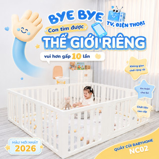 Quây Cũi Nhựa Pakey BabyHome Cho Bé Tặng Bóng+Thảm+Bóng Rổ, Quây Nhựa Cố Định Cao 61cm, Chất Liệu Nhựa HDPE An Toàn