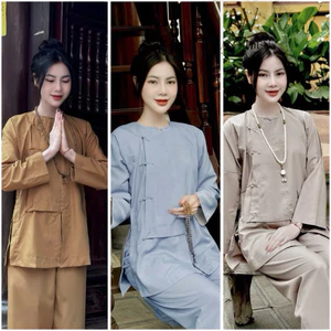 Đồ Lam Đi Chùa - Quần Áo Đi Lễ Chùa Bộ Vạt Hò Cao Cấp Vải Dày Dặn Mềm Mịn , Thoáng Mát | Đồ Lam An Nhiên