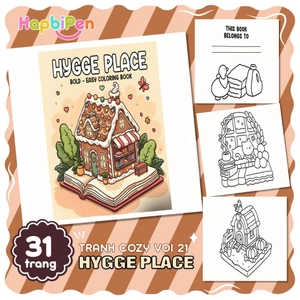 Bộ tranh tô màu cho bé với 31 trang chủ đề HYGGE PLACE COZY21 với phong cách tranh Kawaii dễ thương