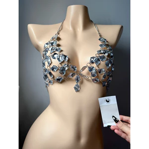HOẢ TỐC Trang Sức Body Chain Đá Đính Pha Lê Sexy Hai Dây Body Áo Hai Dây Đi Tiệc Đi Biển