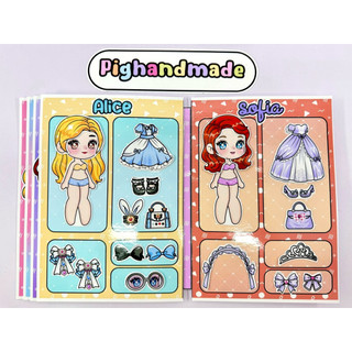 Đồ chơi bóc dán thời trang 8 công chúa Diisneyyy - Búp bê giấy Gacha Pighandmade