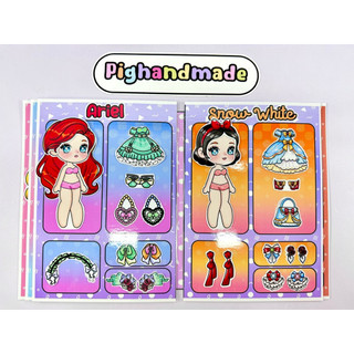 Đồ chơi bóc dán thời trang 8 công chúa Diisneyyy - Búp bê giấy Gacha Pighandmade