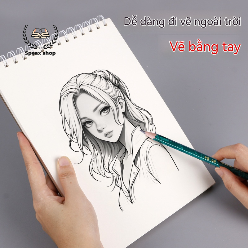 Sổ vẽ Sketchbook 130gsm – Giấy vàng kem chống thấm, không lem – Lò xo lật trên A4/A5/8K Dùng cho chì màu, marker