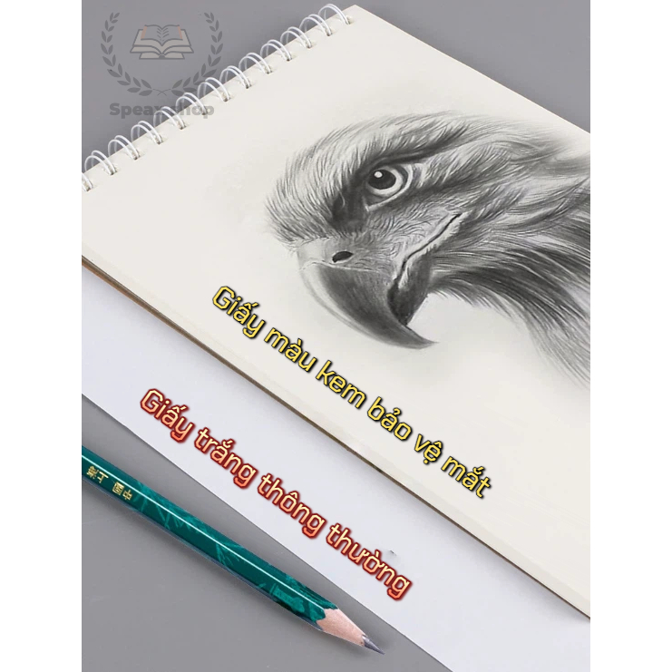 Sổ vẽ Sketchbook 130gsm – Giấy vàng kem chống thấm, không lem – Lò xo lật trên A4/A5/8K Dùng cho chì màu, marker