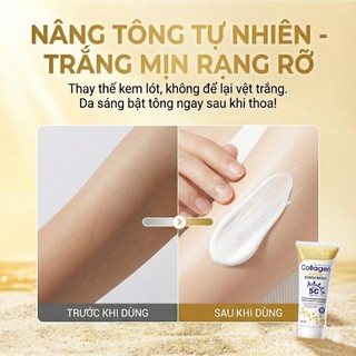 Kem Chống Nắng Collagen SADOER SPF50+ PA+++ Bảo Vệ Da UV, Nâng Tông Tự Nhiên, Dưỡng Ẩm & Kiềm Dầu Hiệu Quả 40g