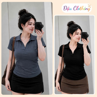 Áo Thun Polo Bigsize Nữ Cổ Bẻ Tay Ngắn Form Ôm Basic Thời Trang Vải Borip Thái CÓ BIGSIZE ACB