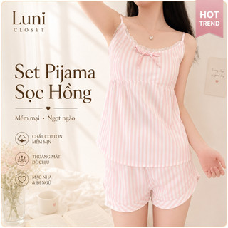 [Luni-oder] Đồ Ngủ Nữ 2 Dây Có Mút Ngực, Set Quần Short Cotton Mềm Mát Nhiều Mẫu Pastel ĐN36-40