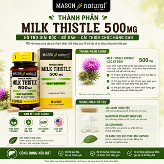 Viên uống bổ gan, cải thiện chức năng gan Mason Natural Milk Thistle hộp 60 viên