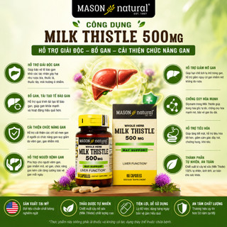 Viên uống bổ gan, cải thiện chức năng gan Mason Natural Milk Thistle hộp 60 viên
