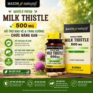 Viên uống bổ gan, cải thiện chức năng gan Mason Natural Milk Thistle hộp 60 viên