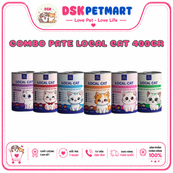 [XẢ KHO] COMBO Pate Mèo LOCAL CAT Thịt Cá Ngừ Tươi 100% Hỗ Trợ Thị Lực , Bổ Sung Taurine-Lon 400G