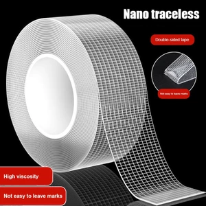 ✨Homie✨Băng keo hai mặt Nano lưới dày 1 mm, Vật liệu Acrylic Nano, có thể giặt được, tái sử dụng, tự dính