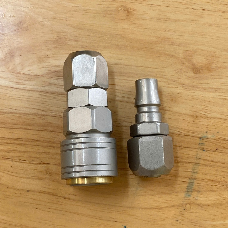 Combo Đầu Nối Nhanh Tự Khóa Phi 12 (SP40-PP40) Khớp Nối Hơi Khí Nén Đực Cái Inox Chống Xì Khoa Kim