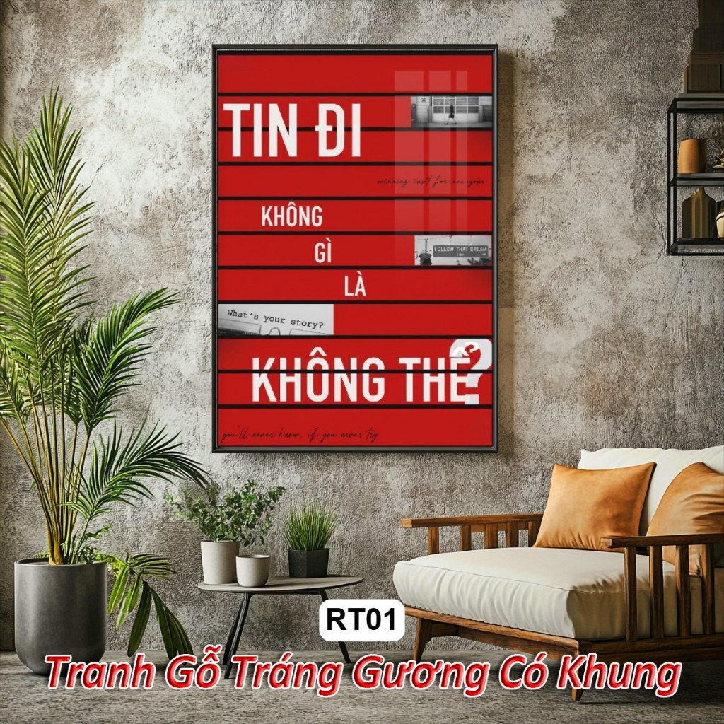 Tranh Poster Tráng Gương Treo Tường Phong Cách Retro Khung Composite Decor Phòng Khách, Không Gian Làm Việc