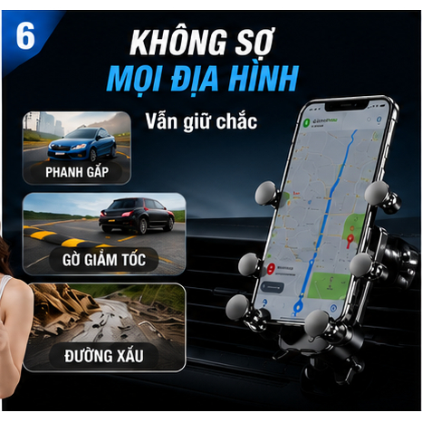 Giá đỡ điện thoại thông minh cho xe, điều chỉnh 360 độ,kẹp tự động, chống rơi, không rung, phù hợp mọi loại điện thoại
