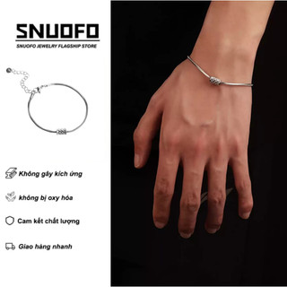 SNUOFO - Vòng tay nam dây xương rắn thép titan mặt trụ lưới phong cách tối giản độc đáo thời trang đường phố cao cấp