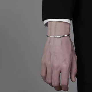 SNUOFO - Vòng tay nam dây xương rắn thép titan mặt trụ lưới phong cách tối giản độc đáo thời trang đường phố cao cấp