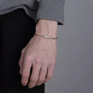 SNUOFO - Vòng tay nam dây xương rắn thép titan mặt trụ lưới phong cách tối giản độc đáo thời trang đường phố cao cấp
