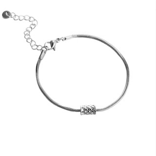 SNUOFO - Vòng tay nam dây xương rắn thép titan mặt trụ lưới phong cách tối giản độc đáo thời trang đường phố cao cấp