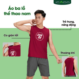 Áo Ba Lỗ Tập Gym Nam ICADO HT102 Tập Gym Tennis Pickleball Co Giãn, Thoáng Mát thế giới đồ tập thegioidotap