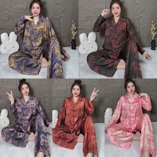 Đồ Bộ Pijama, Cổ Vest Nút Bọc Có Nhiều Màu ,Quần Dài Tay Áo Tay Dài, Vải Lụa  Latin, Cao Cấp Mềm  Mát,   Dành Cho Nữ
