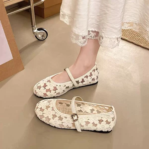 Giày Búp Bê Nữ CCE Ren Lưới Đính Nơ Vintage Hàn Quốc Quai Ngang Tiểu Thư | Tiệm giày Quỳnh Anh