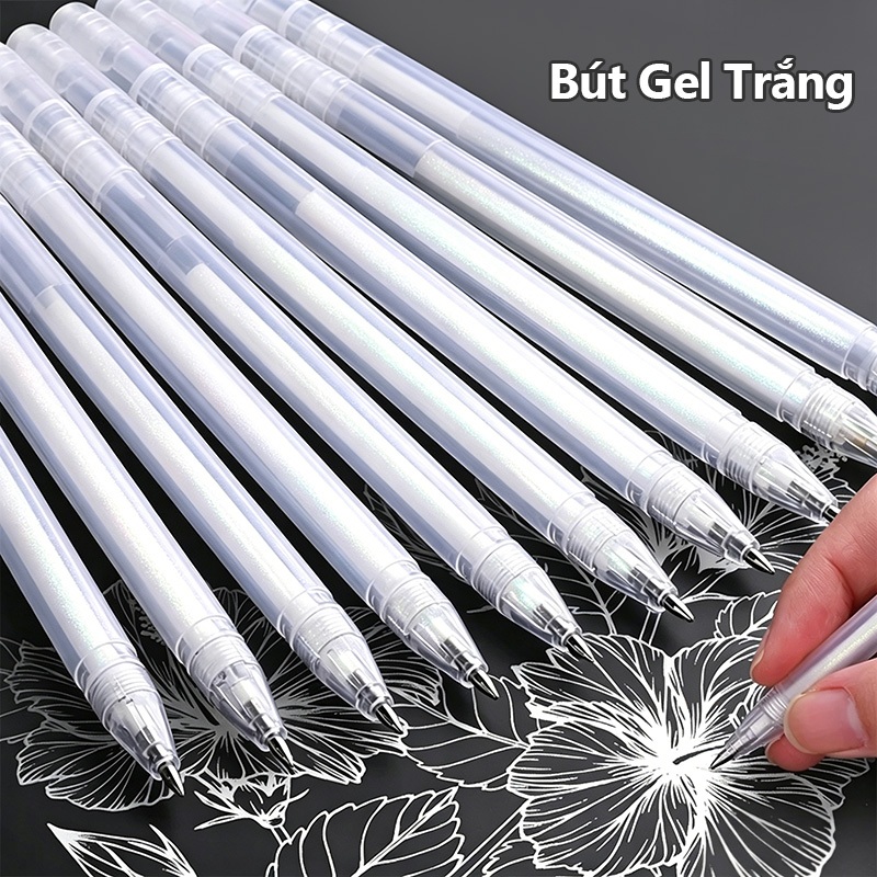 Bút Trắng Vẽ Phác Thảo Chuyên Dụng – Mực Gel Trắng Đục, Tô Sáng Nổi Bật, Viết Trên Nền Tối Siêu Mịn
