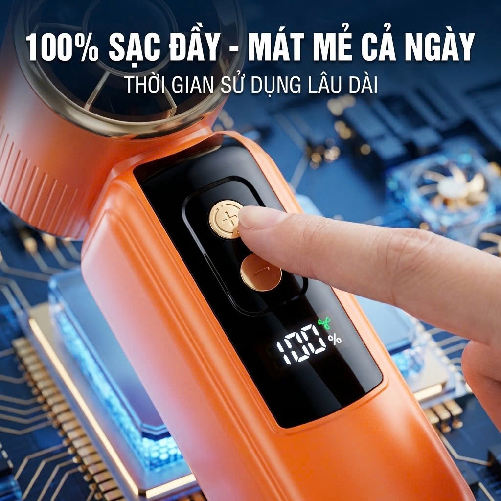 Quạt Cầm Tay Siêu Nhỏ Tốc Độ Cao - Quạt Mini Gió Mạnh, Động Cơ Không Chổi Than, Sạc USB
